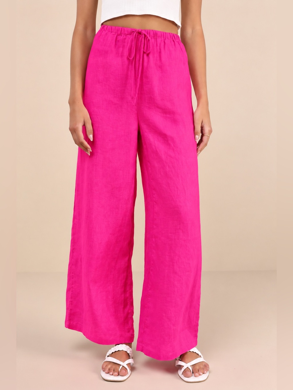 NWT NOCTURNE Women’s Wide-Leg Drawstring Pants - Hot Pink